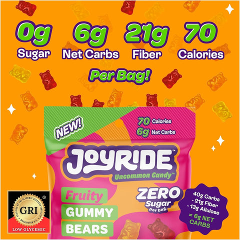 Joyride Uncommon Candy, Fruity Gummy Bears - keto fruit jelly bears, 6g net carbohydrates