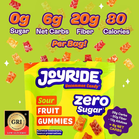 Joyride Uncommon Candy, Gummies Sours - keto fruit jellies, sour bears, 6g net carbohydrates