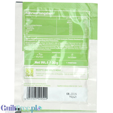 Rocka Nutrition Protein Shake White Choco Pistachio 30g - wegański szejk proteinowy, saszetka