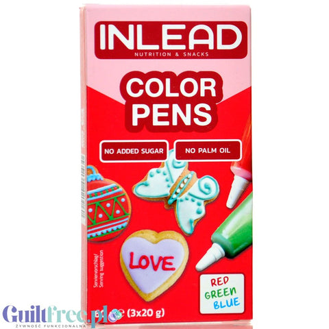 Inlead Color Pens - lukrowe kolorowe długopisy bez cukru do dekoracji ciasteczek i ciast