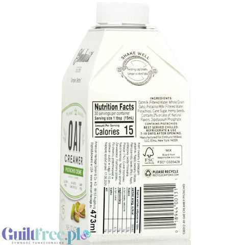 Elmhurst Oat Creamer Pistachio Crème - wegańskie nie-mleko owsiano-pistacjowe bez zagęstników i olejów