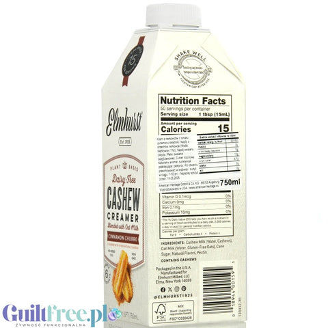 Elmhurst Cashew Creamer Cinnamon Churro - wegańskie nie-mleko owsiane z nerkowcami, bez karagenu, guaru i olejów