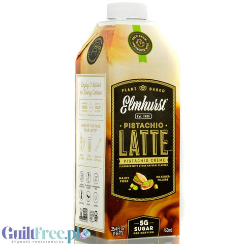 Elmhurst Pistachio Crème Latte - wegański napój kawowy z pistacjami i owsem, bez tłuszczów i zagęstników