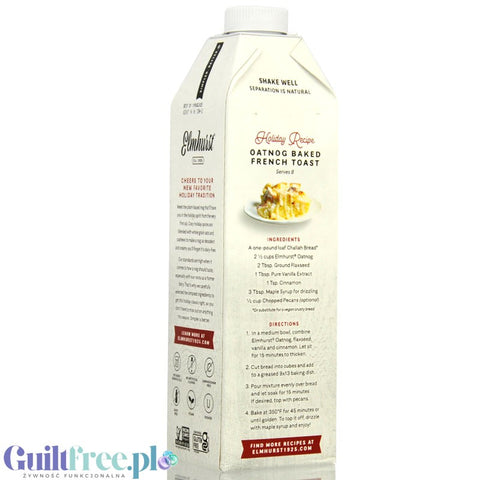 Elmhurst Cashew OatNog - vegan non-dairy oat milk with cashews, without carrageenan or guar gum