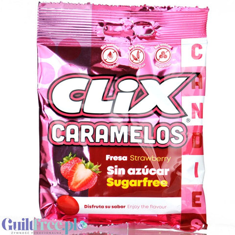Clix Caramelos Strawberry Fresa - bezglutenowe cukierki o smaku truskawkowym bez cukru i laktozy