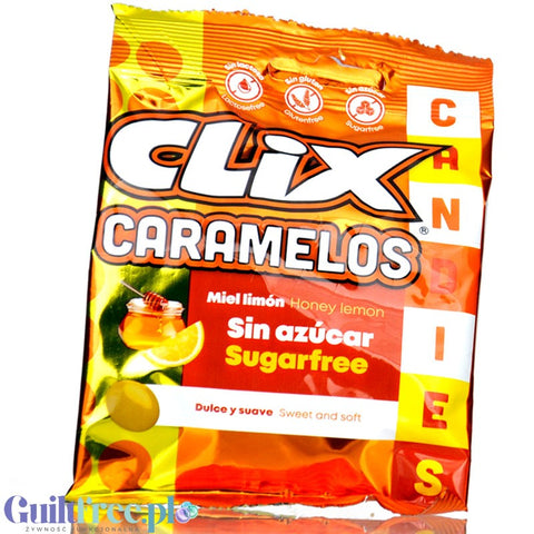 Clix Caramelos Miel Limon - bezglutenowe cukierki o smaku miodowo-cytrynowym bez cukru i laktozy