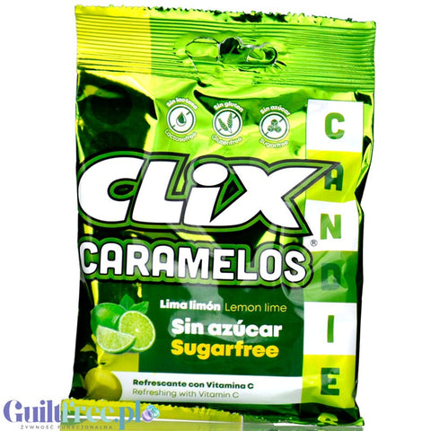 Clix Caramelos Lima Limon - bezglutenowe cukierki o smaku limonkowo-cytrynowym bez cukru i laktozy