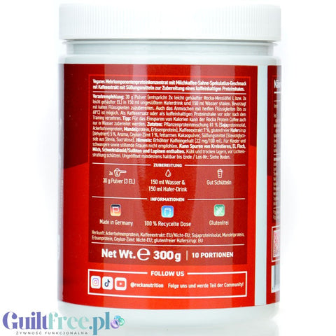 Rocka Nutrition Protein Coffee Speculoos Latte 300g - vegan protein coffee 65mg caffeine, Speculoos Cookies flavor