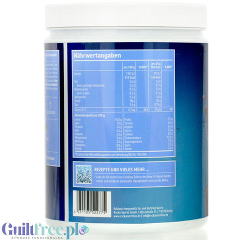 Rocka Nutrition NO WHEY PRO Chocolate 750g - vegan protein supplement with B12 and amino acids, no sugar, soy or gluten.