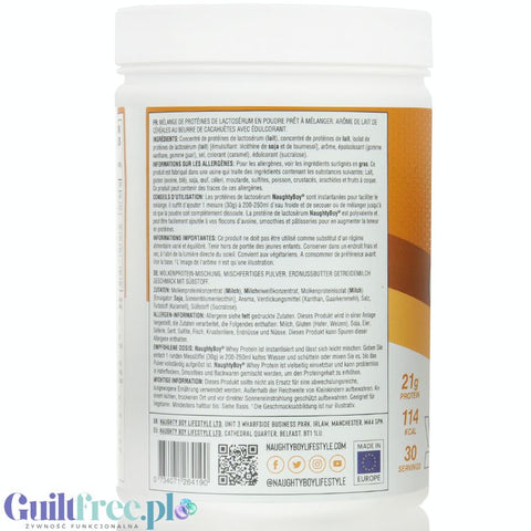 Naughty Boy Whey Premium Protein Peanut Butter Cereal Milk 900g - gęsta odżywka białkowa WPI, WPC & MPC