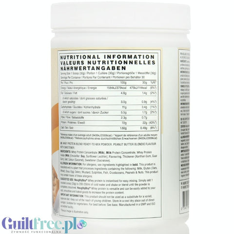 Naughty Boy Whey Premium Protein Peanut Butter Blondie 900g - a nutrient dense protein supplement WPI, WPC & MPC