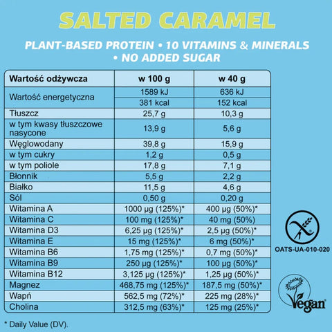 FIZI Mood Booster Salted Caramel - wegański baton proteinowy w polewie z białej czekolady bez dodatku cukru