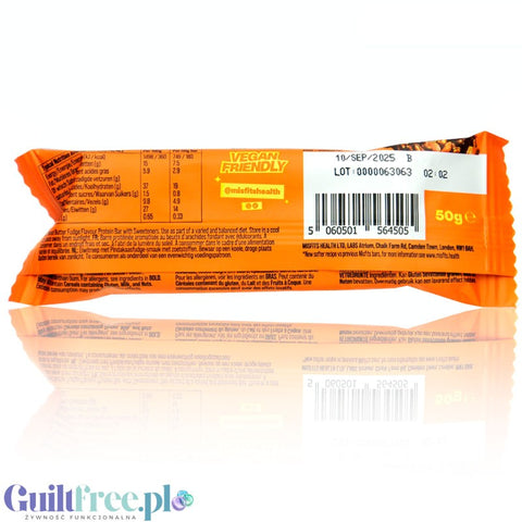 MisFits Protein Bar Peanut Butter Fudge - vegan sugar free protein bar, Caramel, Peanut Butter & 'Milk' Chocolate