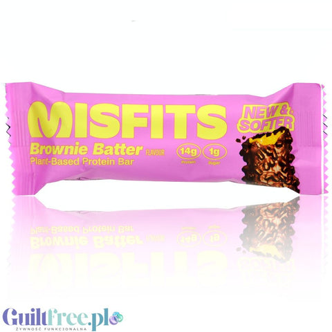 MisFits Protein Bar Brownie Batter - wegański baton proteinowy bez cukru z chrupkami i czekoladą