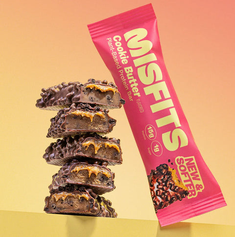 Misfits Protein Bar Cookie Butter - vegan sugar free protein bar, Speculoos & 'Milk' Chocolate