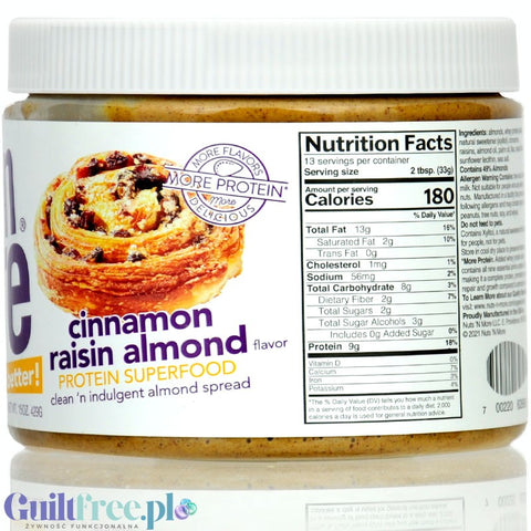 Nuts 'n More Cinnamon Raisin Almond Butter - masło migdałowe z WPI i ksylitolem, z cynamonem i rodzynkami