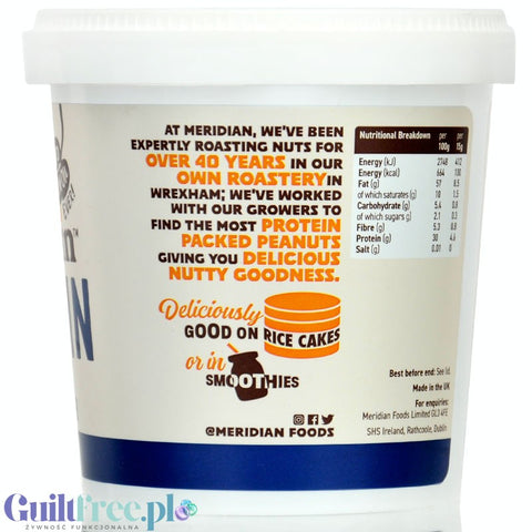 Meridian Peanut Butter Protein Smooth 0.7kg - 100% high-protein peanut butter.