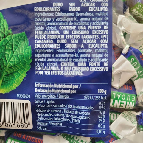 Mentolin Eucalyptus - menthol-eucalyptus sugar-free candy by weight