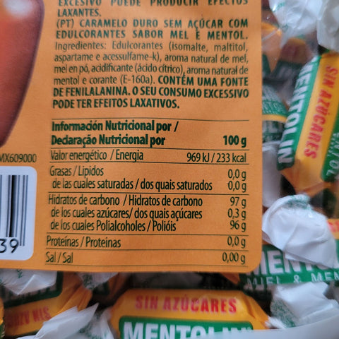 Mentolin Miel & Mentol - miodowo-mentolowe cukierki bez cukru na wagę