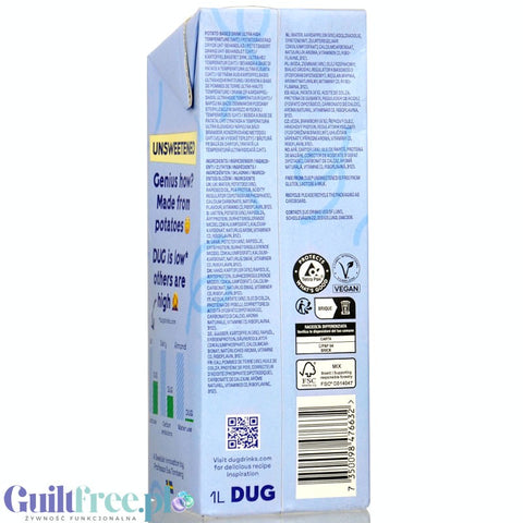 DUG Unsweetened 1L - 34kcal plant-based non-dairy potato milk, without thickeners, sugar or sweeteners