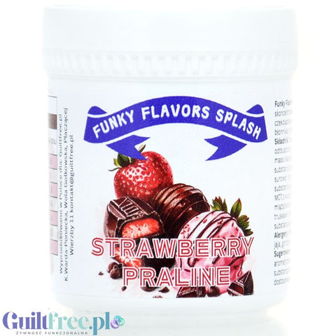 Funky Flavors Splash Strawberry Praline 50g - sugar-free powdered sweetener flavor, Praline flavor with strawberry mousse