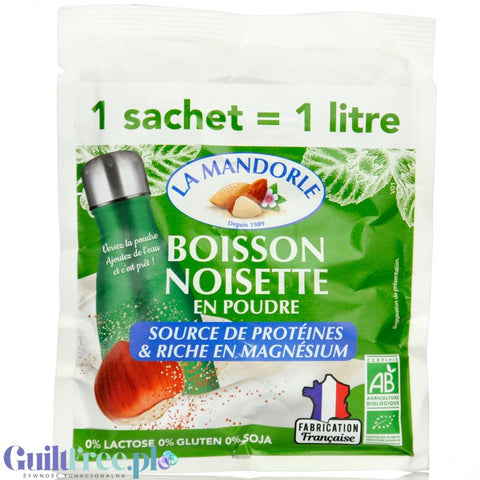 La Mandorle Boisson Noisette 80g - napój z orzechów laskowych w proszku bez dodatku cukru, do przygotowania 1L napoju