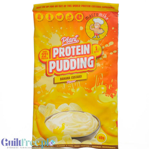 Macro Mike Plant Protein Pudding, Banana Custard - wegański pudding białkowy 21g białka & 143kcal