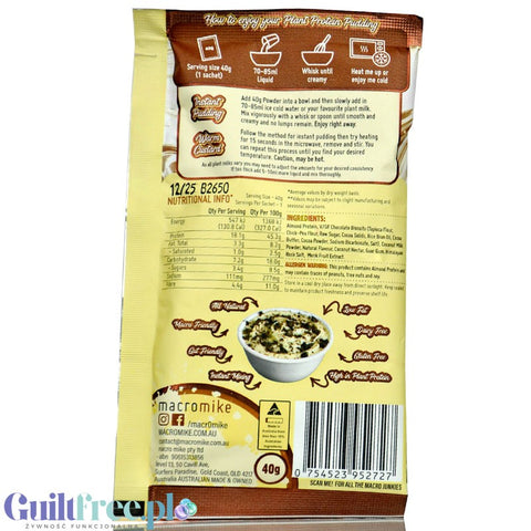 Macro Mike Plant Protein Pudding, Cookies & Cream - wegański pudding proteinowy z ciasteczkami, 18g białka & 131kcal