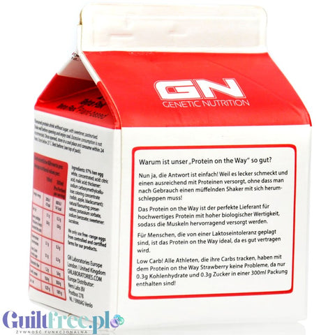 GN Labs Protein On The Way, Strawberry - 30g białka w 140kcal, bezlaktozowy szejk białkow na bazie białek jaj