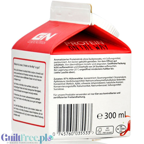 GN Labs Protein On The Way, Strawberry - 30g białka w 140kcal, bezlaktozowy szejk białkow na bazie białek jaj