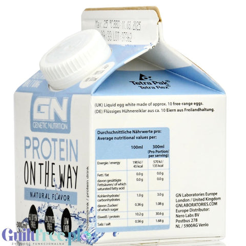 GN Labs Protein On The Way, Natural - 30g protein in 135kcal, pasteurized egg whites for omelets