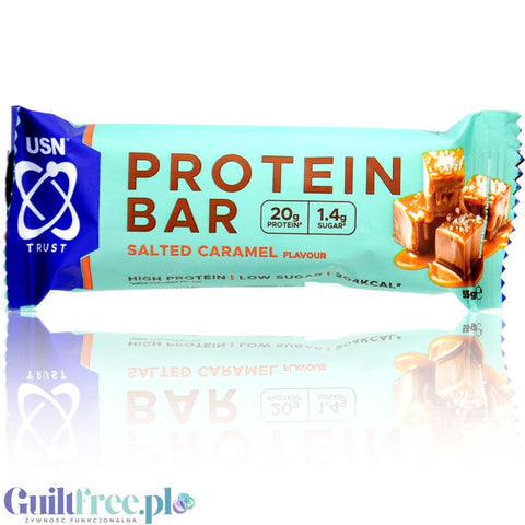 USN Trust Crunch Salted Caramel - chrupiący baton białkowy z masą karmelową (Solony Karmel & Orzechy Ziemne)