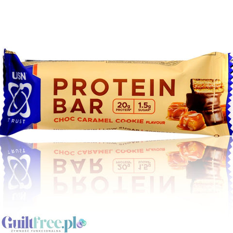 USN Trust Fusion Choc Caramel Cookie - baton białkowy 20g białka 1,5g cukru