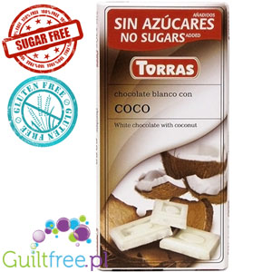 White chocolate with no added sugar, with pieces of coconut
