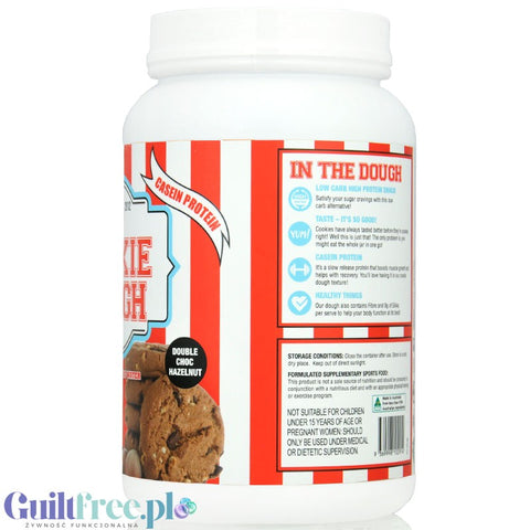 Adonis Cookie Dough Casein Protein, Double Choc Hazelnut 1kg - proteinowa masa ciasteczkowa z czekoladą, 21g białka & 141kcal