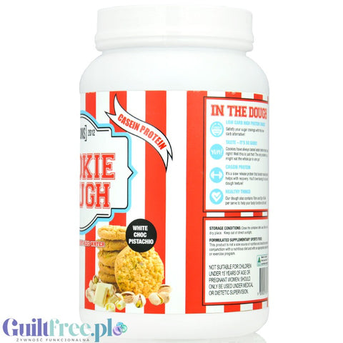 Adonis Cookie Dough Casein Protein, White Choc Pistachio 1kg - proteinowa masa ciasteczkowa, 21g białka & 141kcal