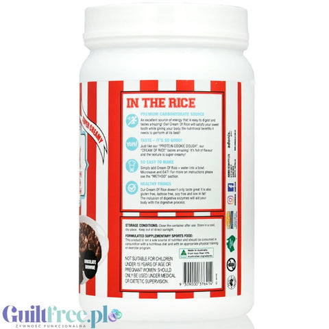 Adonis Cream of Rice, Chocolate Brownie 1kg - creamy rice gruel with enzymes, recovery workout meal