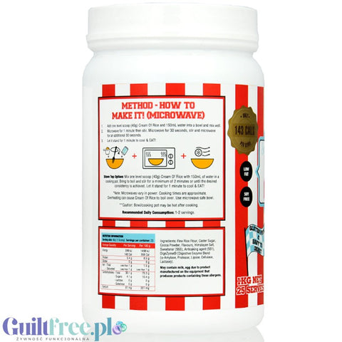 Adonis Cream of Rice, Chocolate Brownie 1kg - creamy rice gruel with enzymes, recovery workout meal