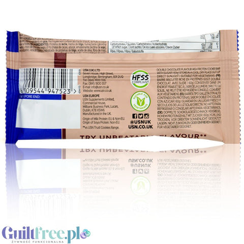 USN Trust Protein Cookie Bar Double Chocolate - mocno czekoladowe ciacho proteinowe 15g białka