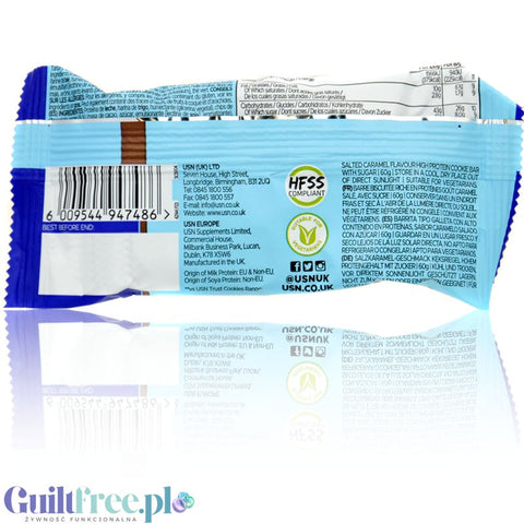 USN Trust Protein Cookie Bar Salted Caramel 15g protein no sweeteners