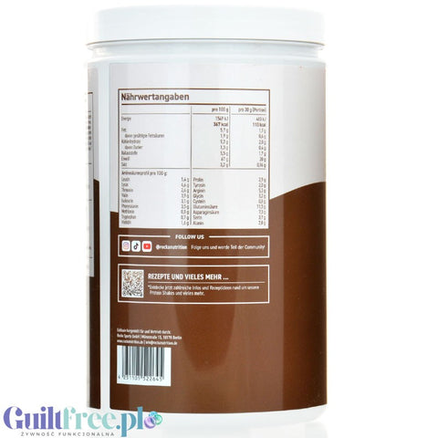 Rocka Nutrition Protein Shake Chocolate Brownie 0,9kg - wegańska odżywka białkowa 4 źródła białka, bez glutenu