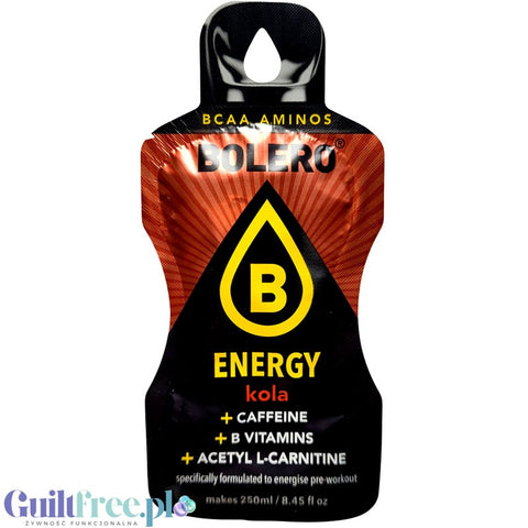 Bolero Energy Cola 7g - napój energetyczny bez cukru z kofeiną, acetylo-L-karnityną i witaminami z grupy B