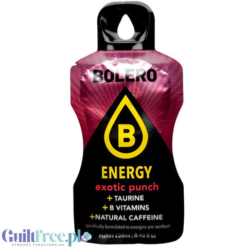 Bolero Energy Exotic Punch - sugar-free energy drink with taurine, natural caffeine and B vitamins