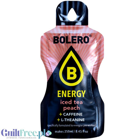 Bolero Energy Iced Tea Peach 7g - napój energetyczny bez cukru z kofeiną i L-teaniną