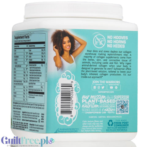 Sunwarrior Collagen Building Peptides, Coconut Matcha Latte - wegańska odżywka białkowa stymulująca wytwarzanie kolagenu