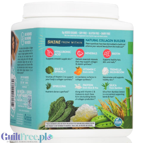 Sunwarrior Collagen Building Peptides, Coconut Matcha Latte - wegańska odżywka białkowa stymulująca wytwarzanie kolagenu