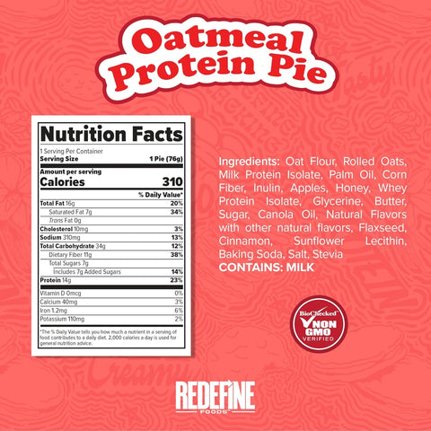 Redefine Foods Oatmeal Protein Pie, Peanut Butter - owsiane ciacho proteinowe z masłem orzechowym