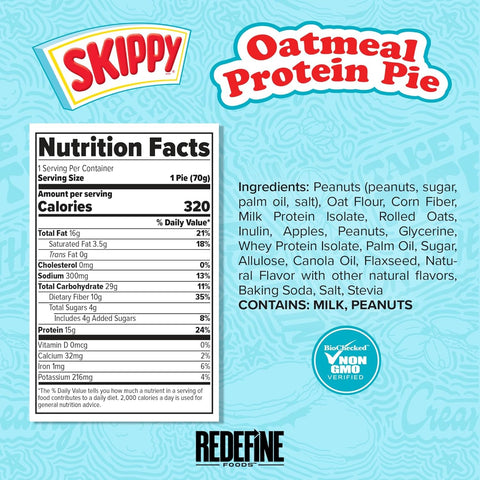 Redefine Oatmeal Protein Pie, Skippy Peanut Butter - owsiane giga ciacho proteinowe z masłem orzechowym