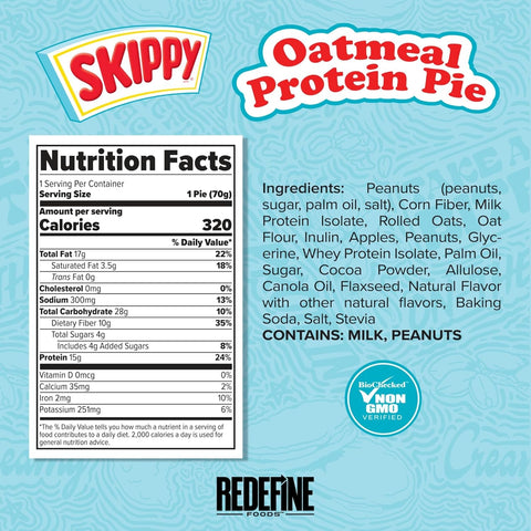 Redefine Oatmeal Protein Pie, Skippy Peanut Butter Chocolate - owsiane giga ciacho proteinowe z masłem orzechowym