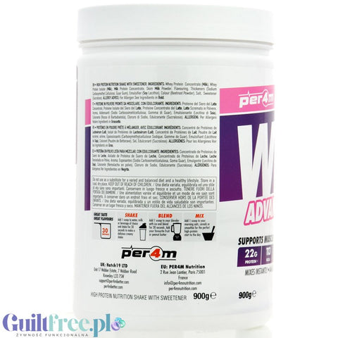 Per4m Whey Advanced Protein Fluffy Marshmallow 900g - dense protein supplement WPC, WPI & MPC